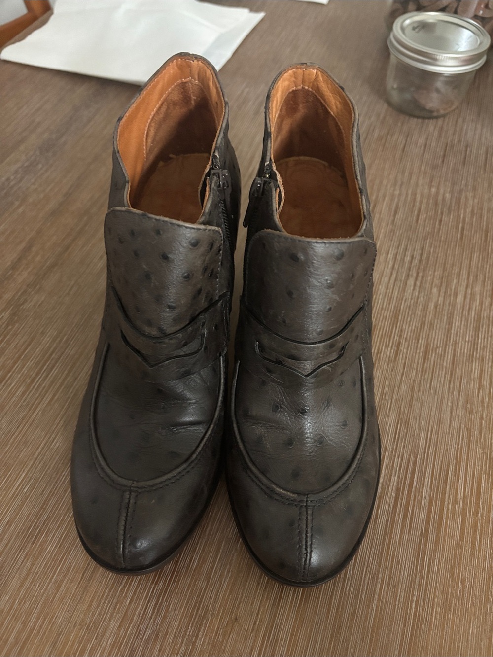 Chie Mihara Dark Gray Textured Leather Ankle Booties